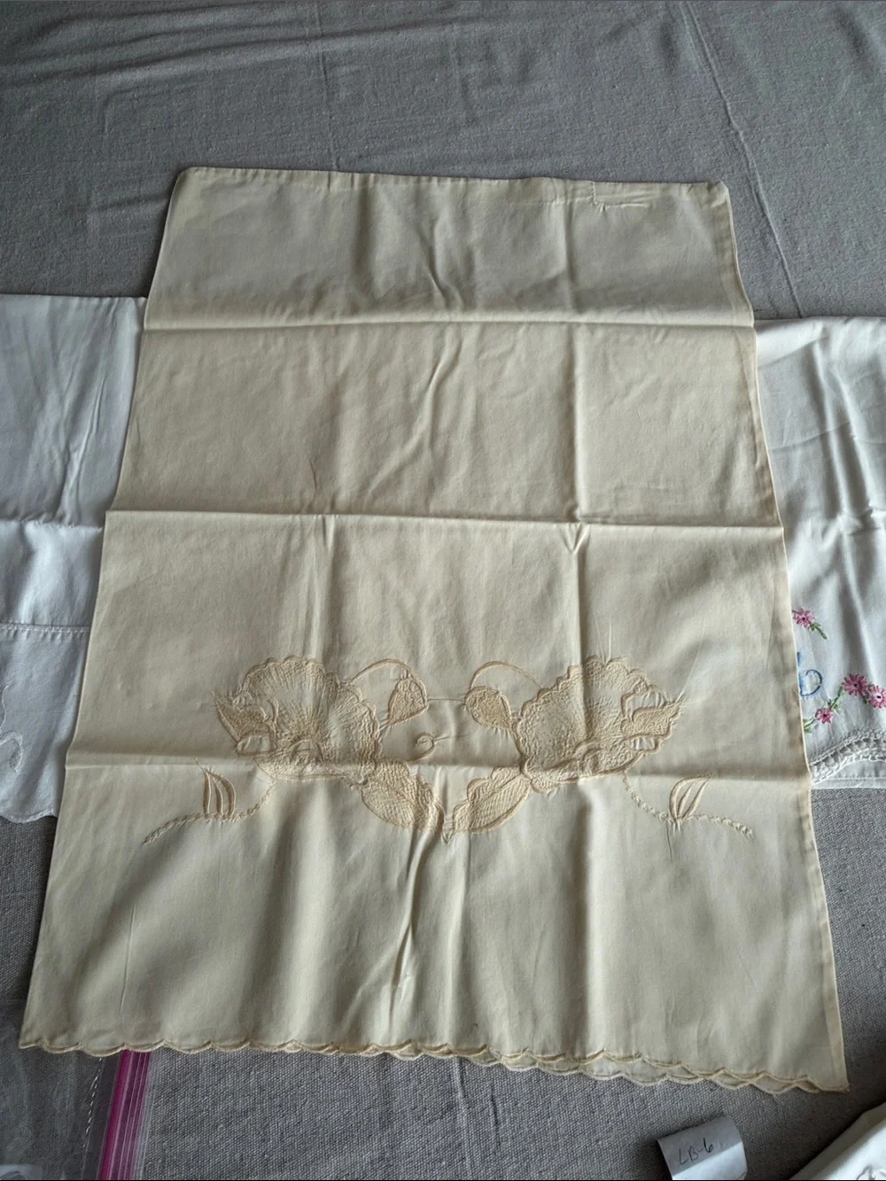 Vintage handmade set of 3 embroidered pillowcases